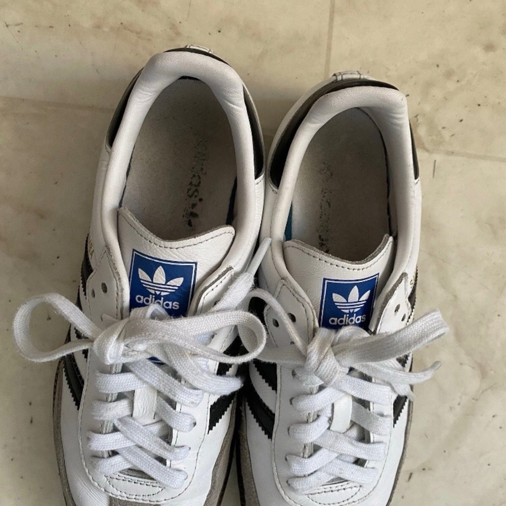 $100 Adidas Samba OG Black White Leather Grey Suede Sneakers Size 6.5 - Picture 10 of 13